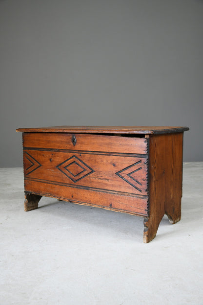 Antique Rustic European Scots Pine Chest