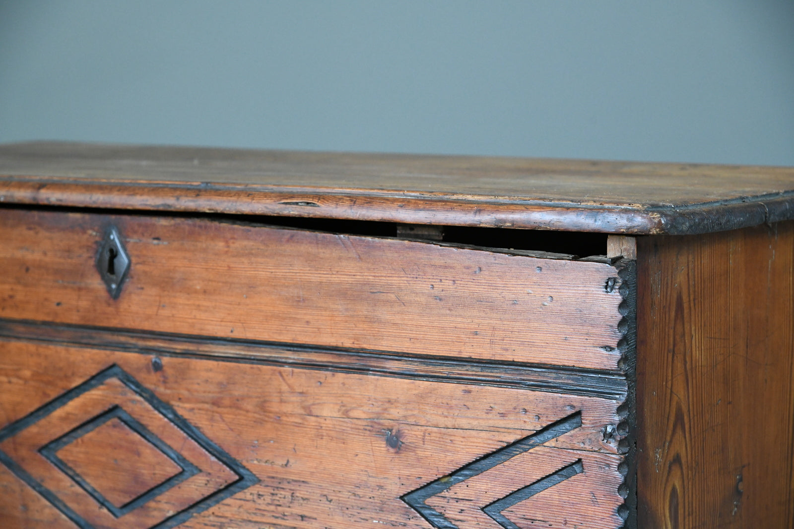 Antique Rustic European Scots Pine Chest