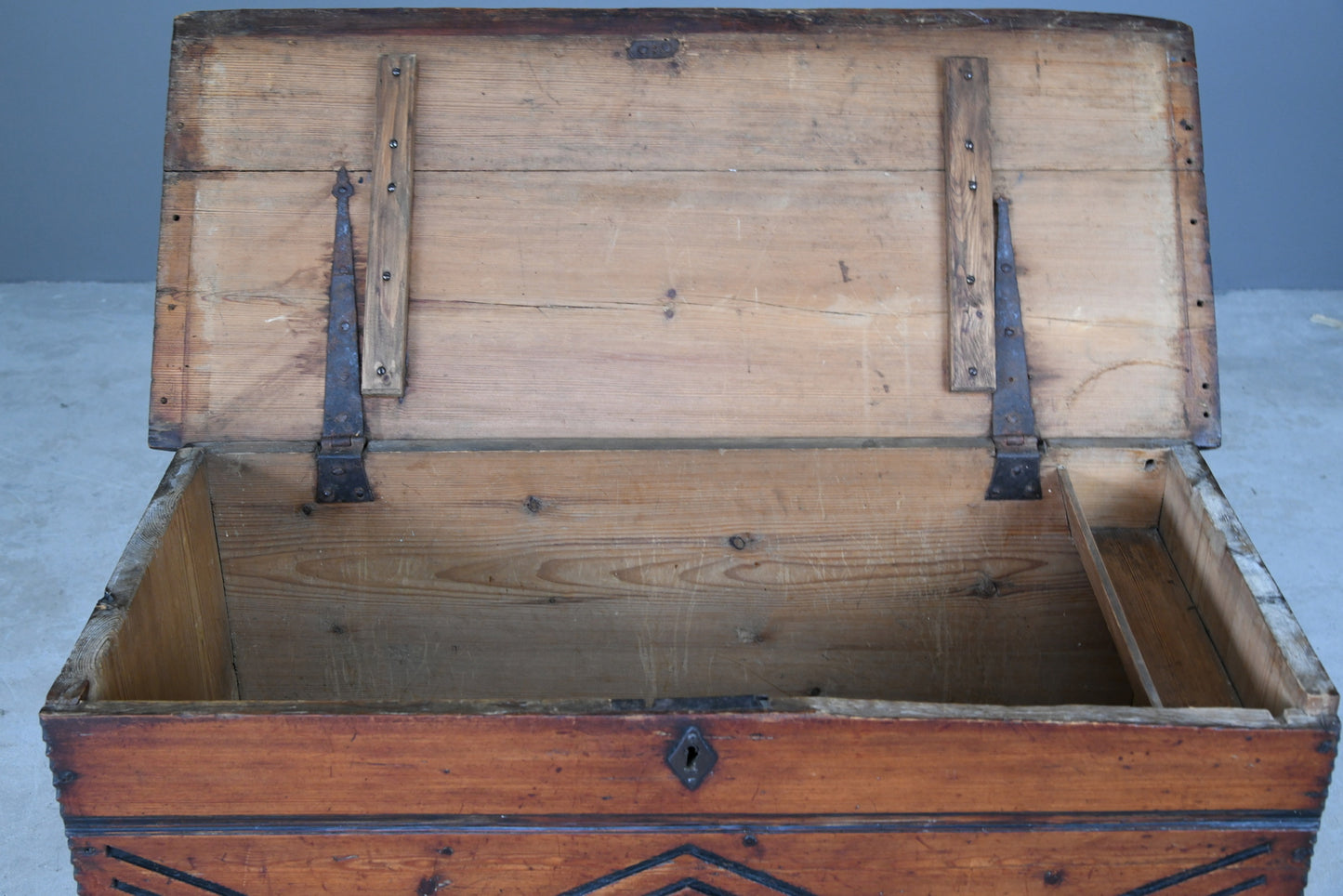 Antique Rustic European Scots Pine Chest