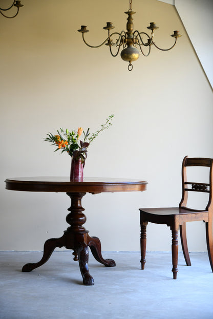 Antique Victorian Mahogany Round Tilt Top Breakfast Table