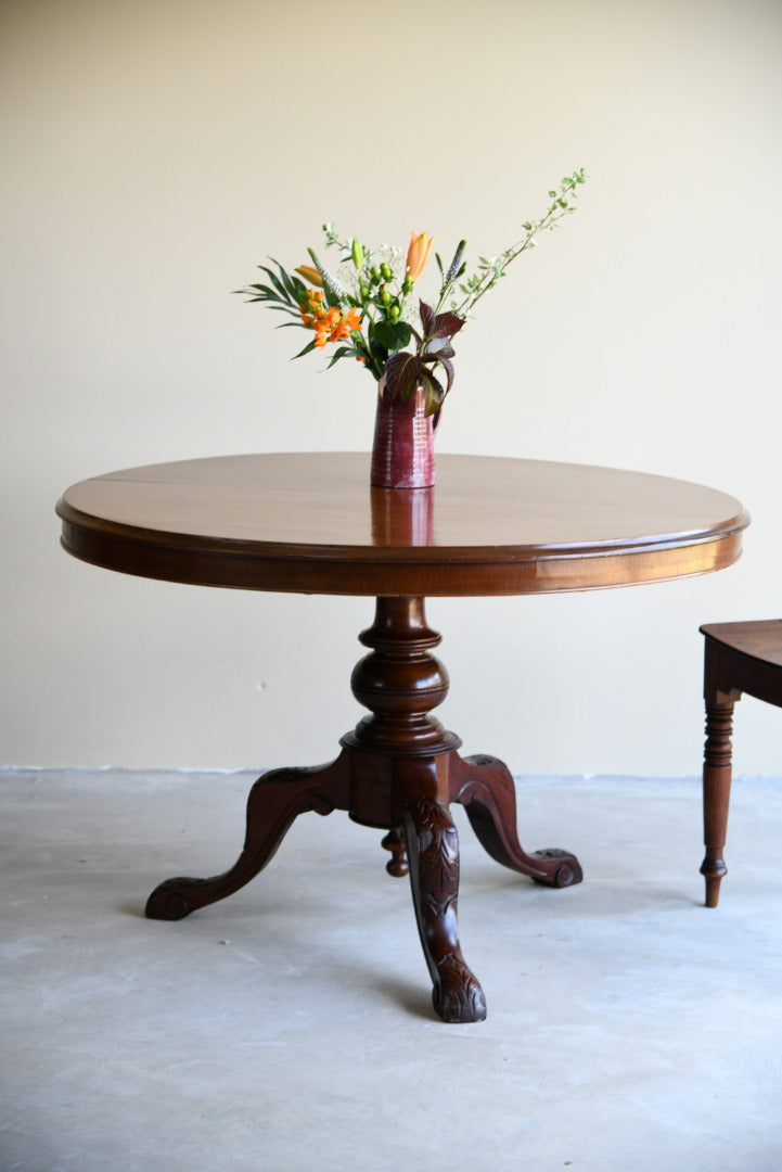 Antique Victorian Mahogany Round Tilt Top Breakfast Table