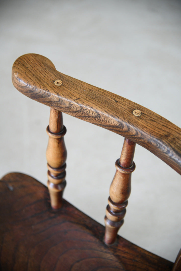 Antique Elm & Beech Lathe Back Kitchen Armchair