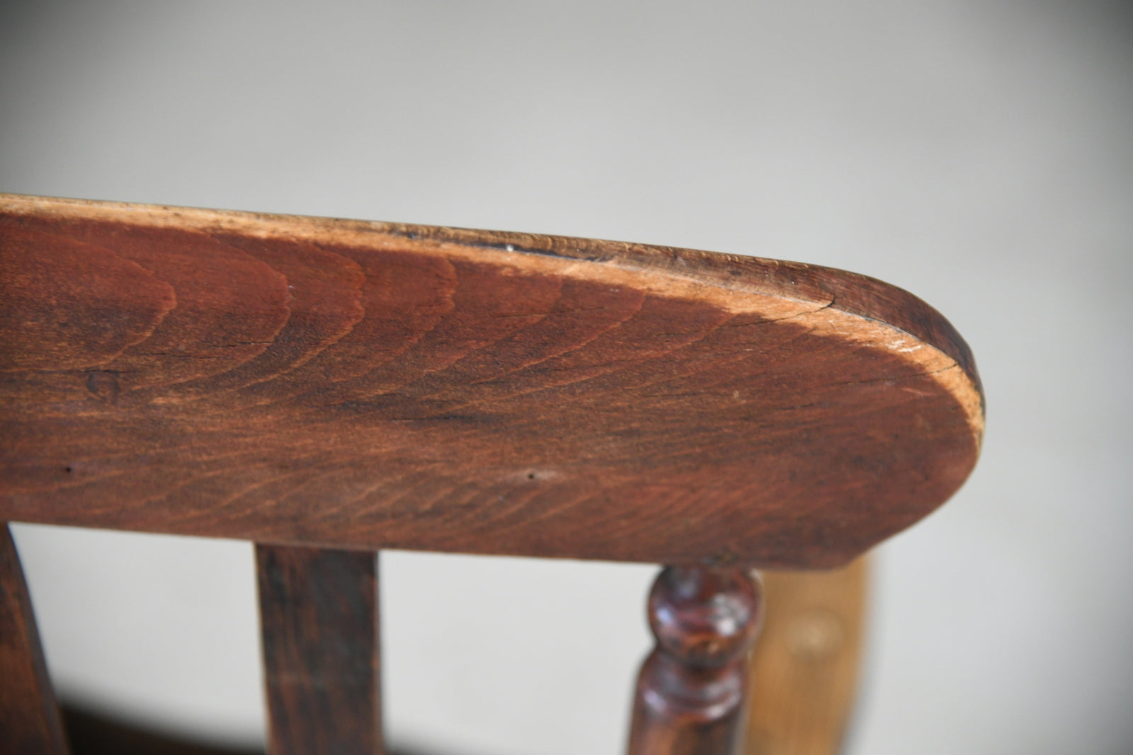 Antique Elm & Beech Lathe Back Kitchen Armchair