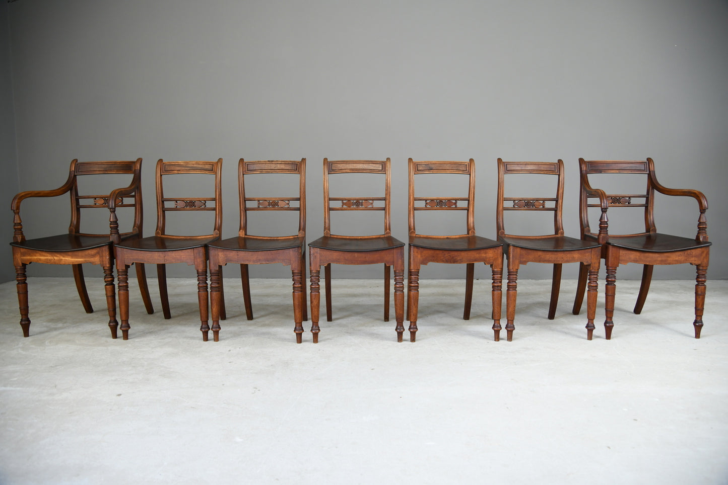 7 Antique Fruitwood Kitchen Chairs