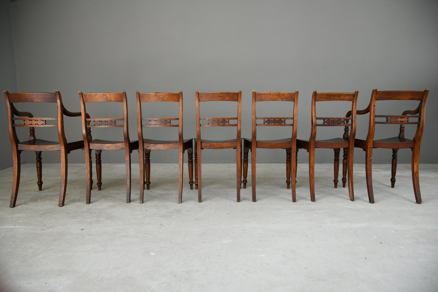 7 Antique Fruitwood Kitchen Chairs