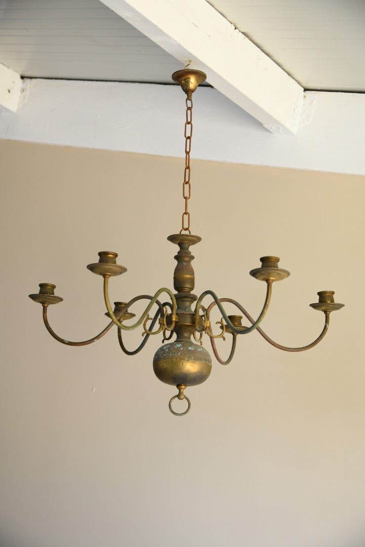 Single Dutch Style Brass 6 Arm Candle Chandelier