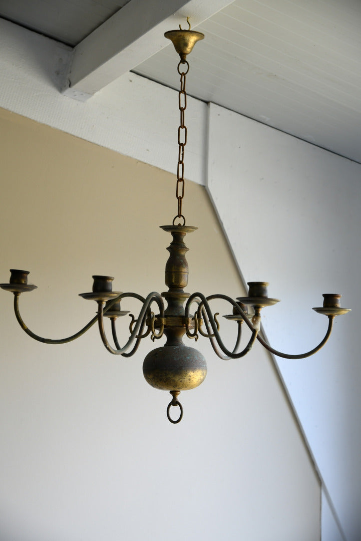 Single Dutch Style Brass 6 Arm Candle Chandelier