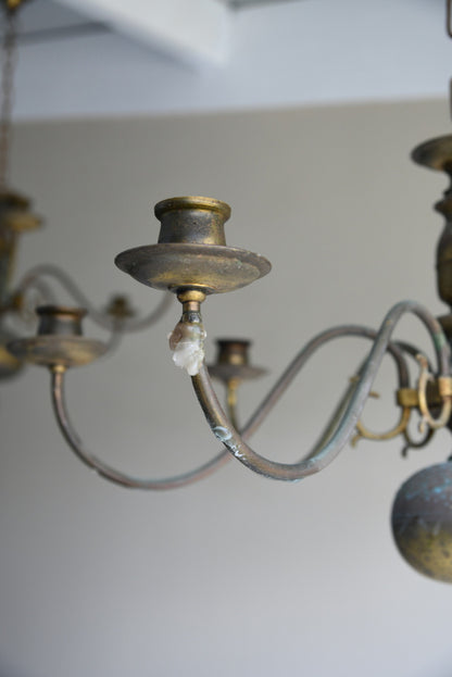 Single Dutch Style Brass 6 Arm Candle Chandelier