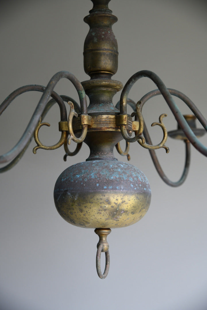 Single Dutch Style Brass 6 Arm Candle Chandelier