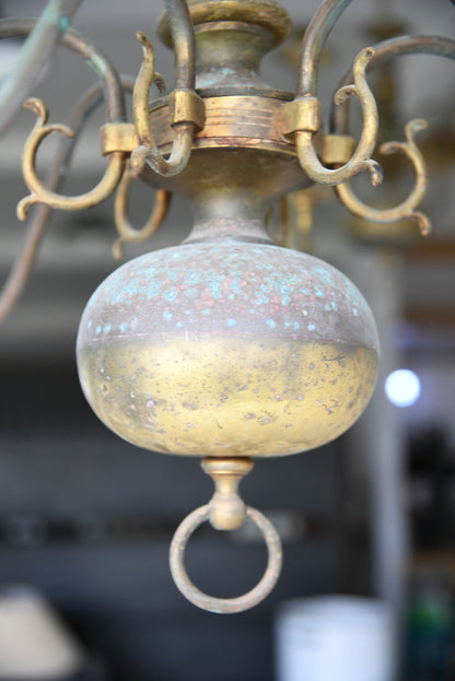 Single Dutch Style Brass 6 Arm Candle Chandelier