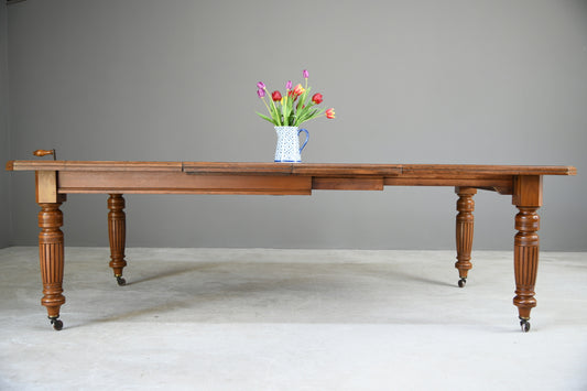 Antique Victorian Walnut Extending Wind Out Dining Table