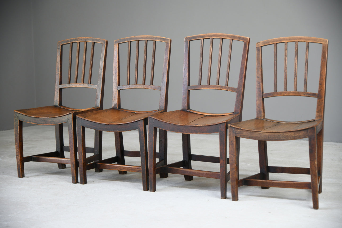 4 Georgian Rustic Country Elm Kitchen Chairs