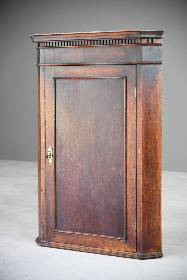 Antique Rustic Farmhouse Oak Hanging Corner Cupboard