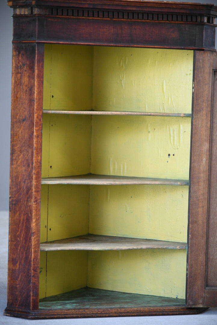 Antique Rustic Farmhouse Oak Hanging Corner Cupboard