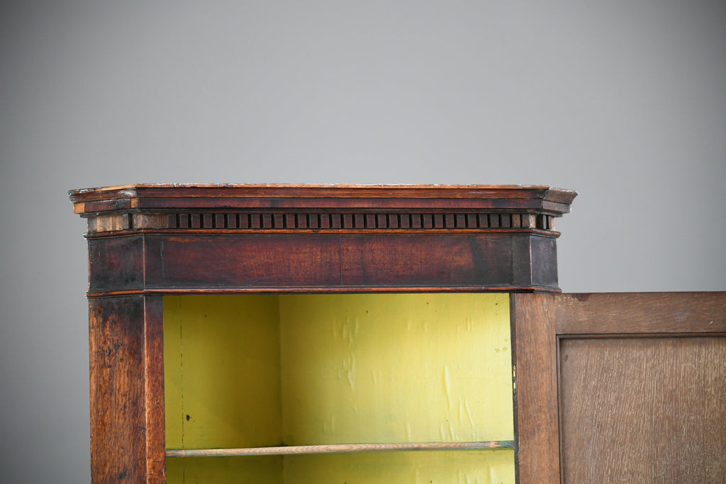 Antique Rustic Farmhouse Oak Hanging Corner Cupboard