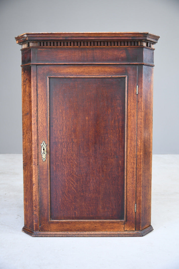 Antique Rustic Farmhouse Oak Hanging Corner Cupboard