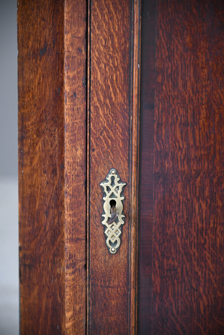 Antique Rustic Farmhouse Oak Hanging Corner Cupboard