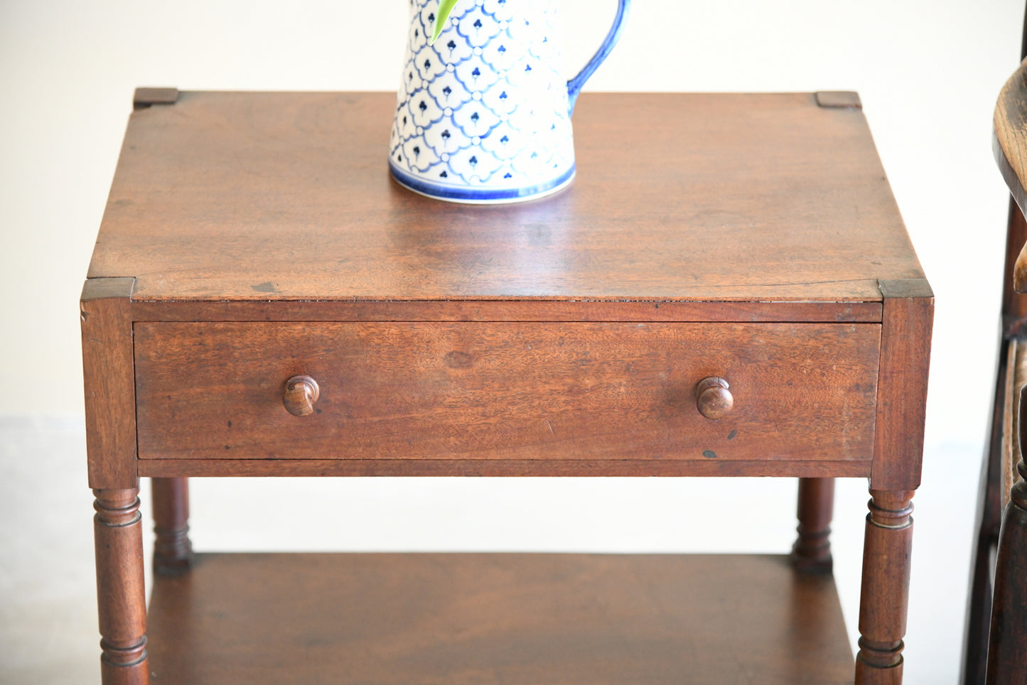 Small Mahogany Two Tier Whatnot Nightstand Bedside Occasional Table