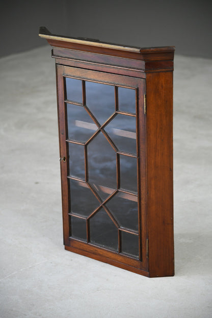 Small Antique Mahogany Astragal Glazed Wall Hanging Corner Cabinet Kitchen