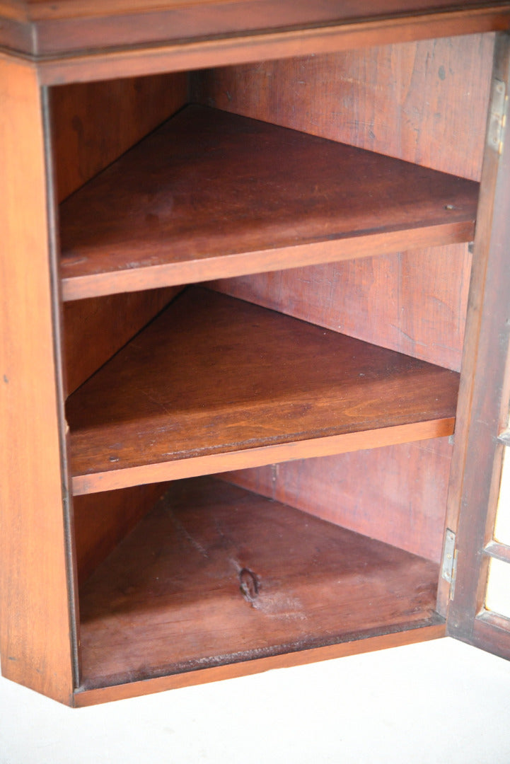 Small Antique Mahogany Astragal Glazed Wall Hanging Corner Cabinet Kitchen