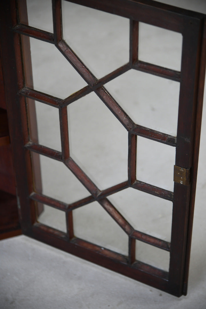 Small Antique Mahogany Astragal Glazed Wall Hanging Corner Cabinet Kitchen