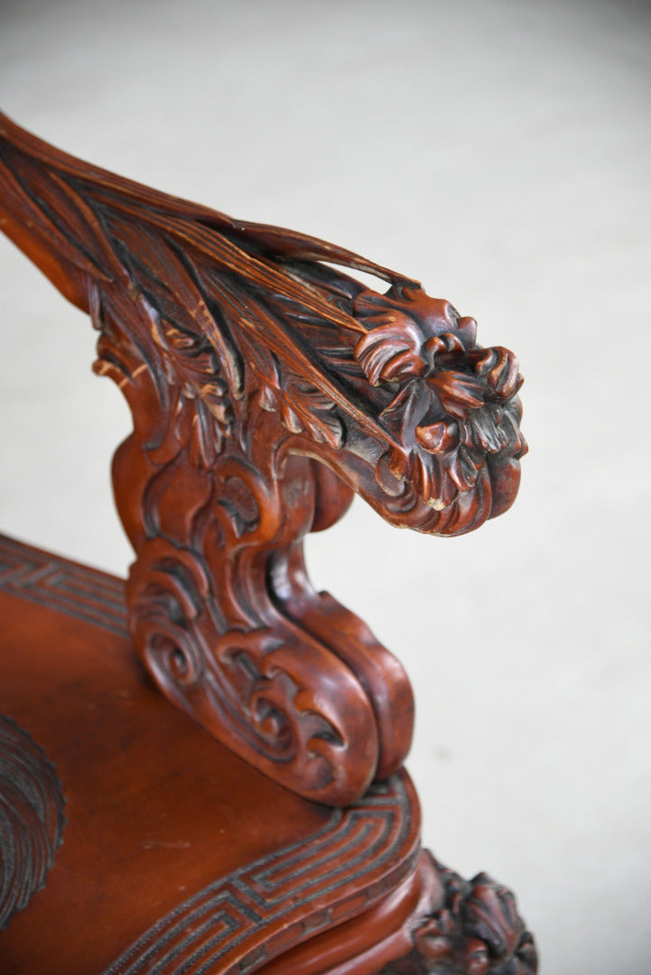 Large Japanese Carved Throne Chair