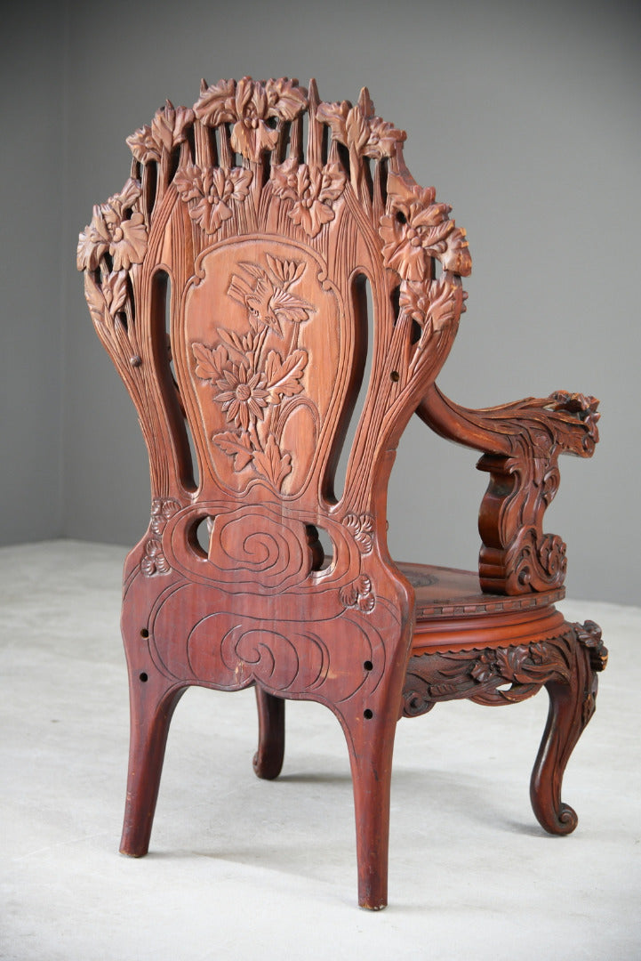 Large Japanese Carved Throne Chair