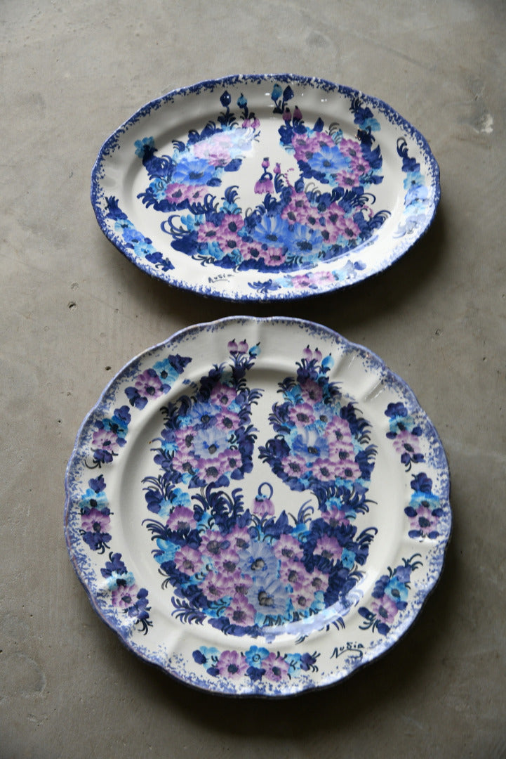 Pair Floral Anemone Plates