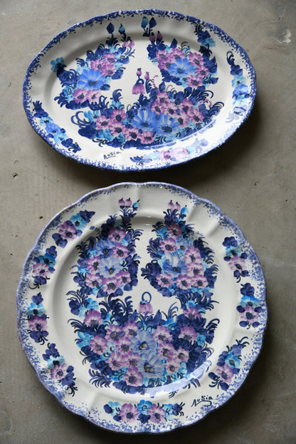 Pair Floral Anemone Plates