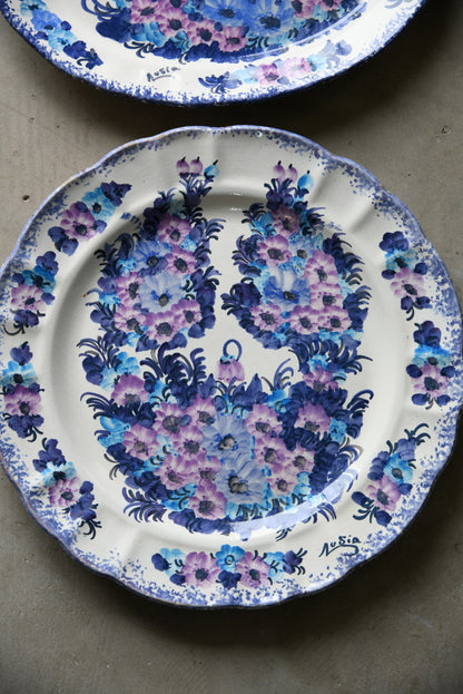 Pair Floral Anemone Plates