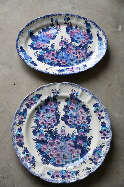 Pair Floral Anemone Plates