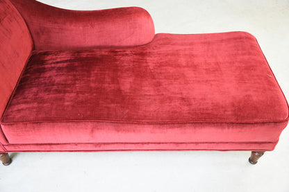 Antique Style Small Red Chaise Longue