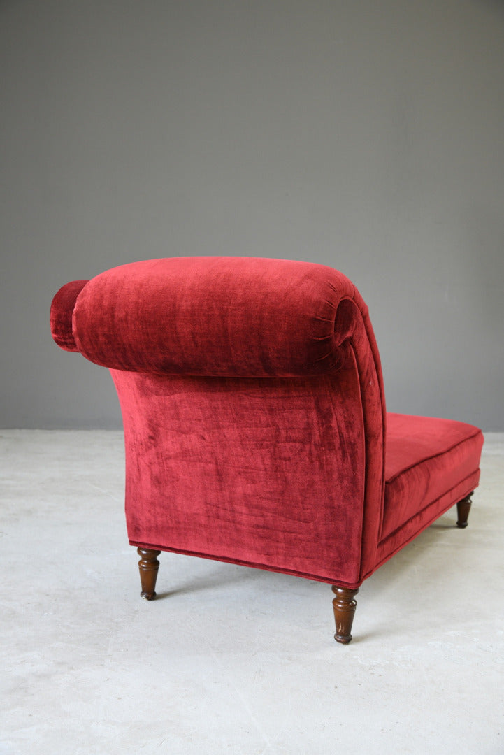 Antique Style Small Red Chaise Longue