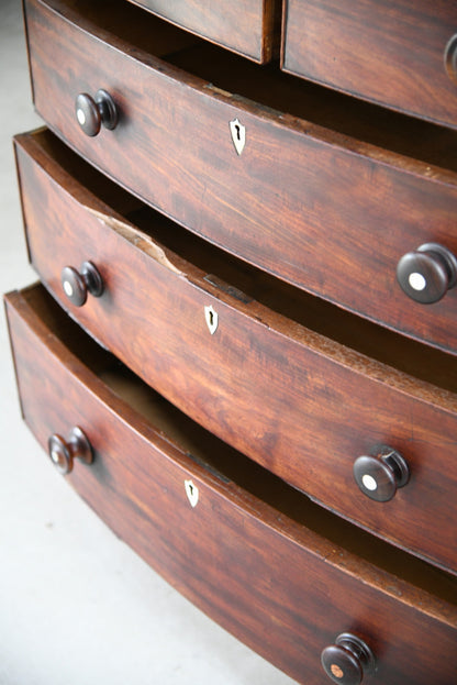 Mid 19th Century Mahogany Bow Front Chest of Drawers