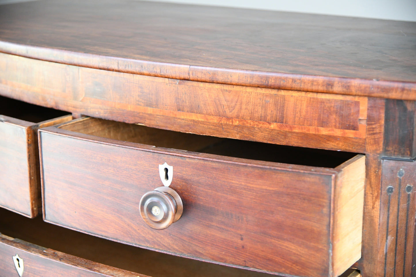 Mid 19th Century Mahogany Bow Front Chest of Drawers