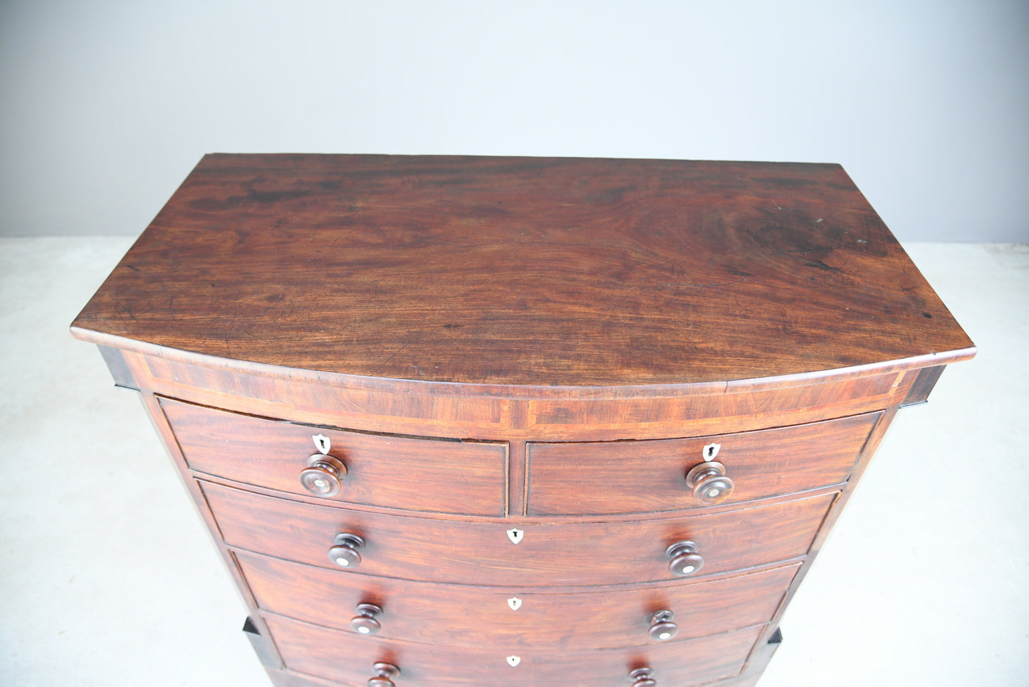 Mid 19th Century Mahogany Bow Front Chest of Drawers