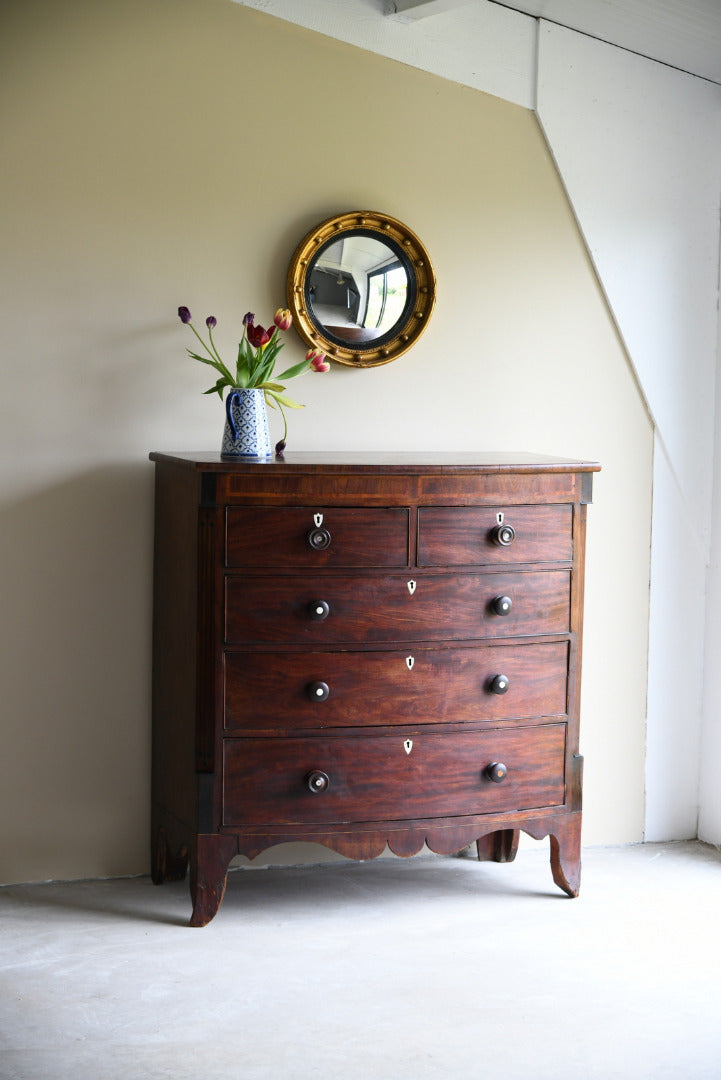 Mid 19th Century Mahogany Bow Front Chest of Drawers