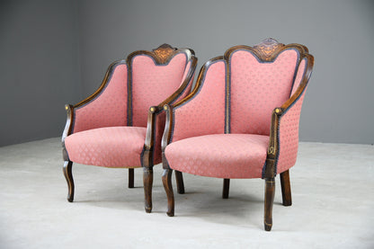 Pair Edwardian Tub Armchairs