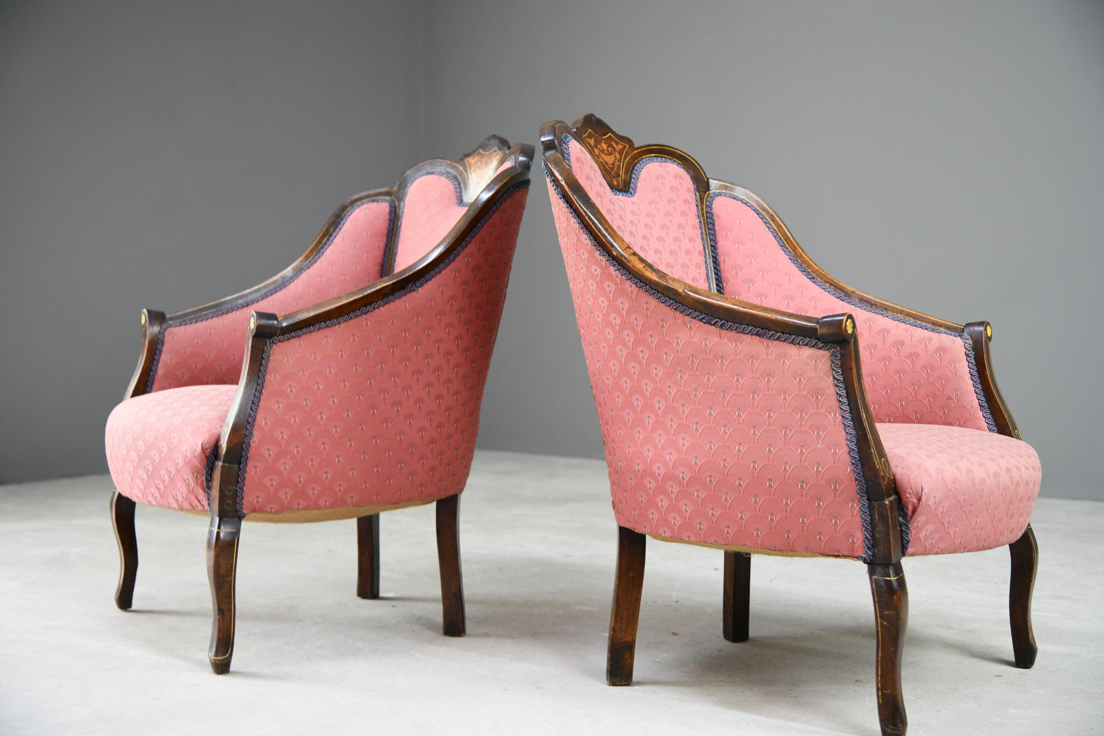 Pair Edwardian Tub Armchairs