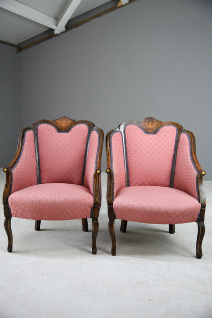 Pair Edwardian Tub Armchairs