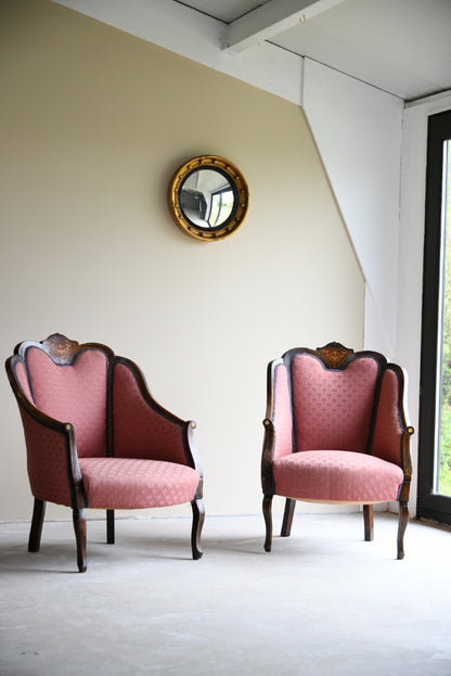 Pair Edwardian Tub Armchairs