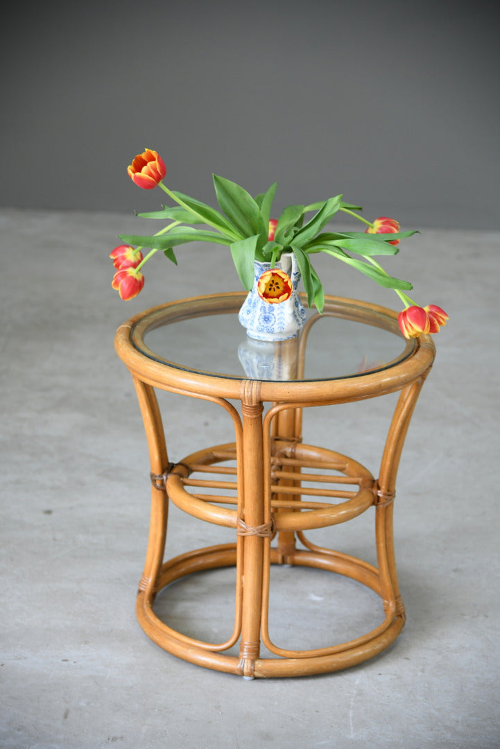 Retro Cane & Glass Coffee Table