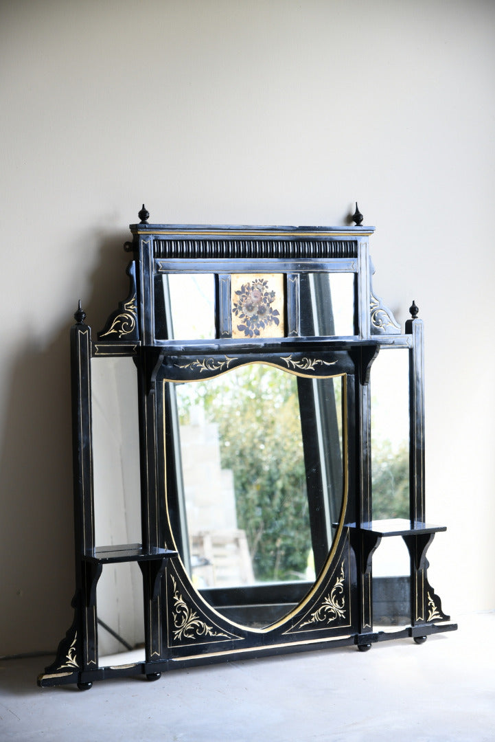 Victorian Aesthetic Movement Ebonised Over Mantle Mirror