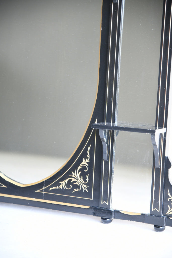 Victorian Aesthetic Movement Ebonised Over Mantle Mirror