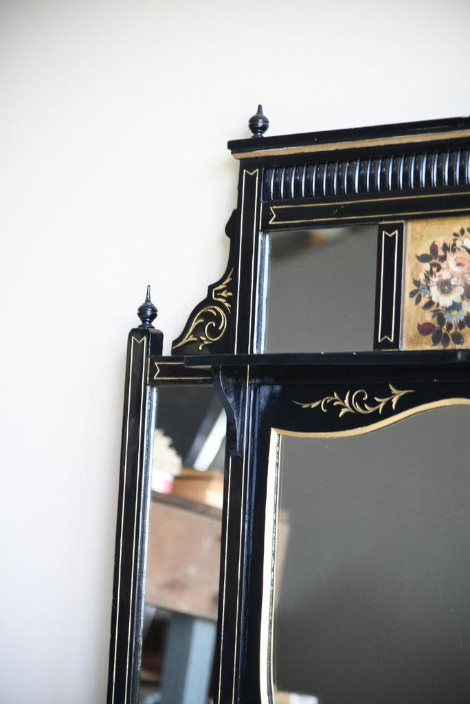 Victorian Aesthetic Movement Ebonised Over Mantle Mirror