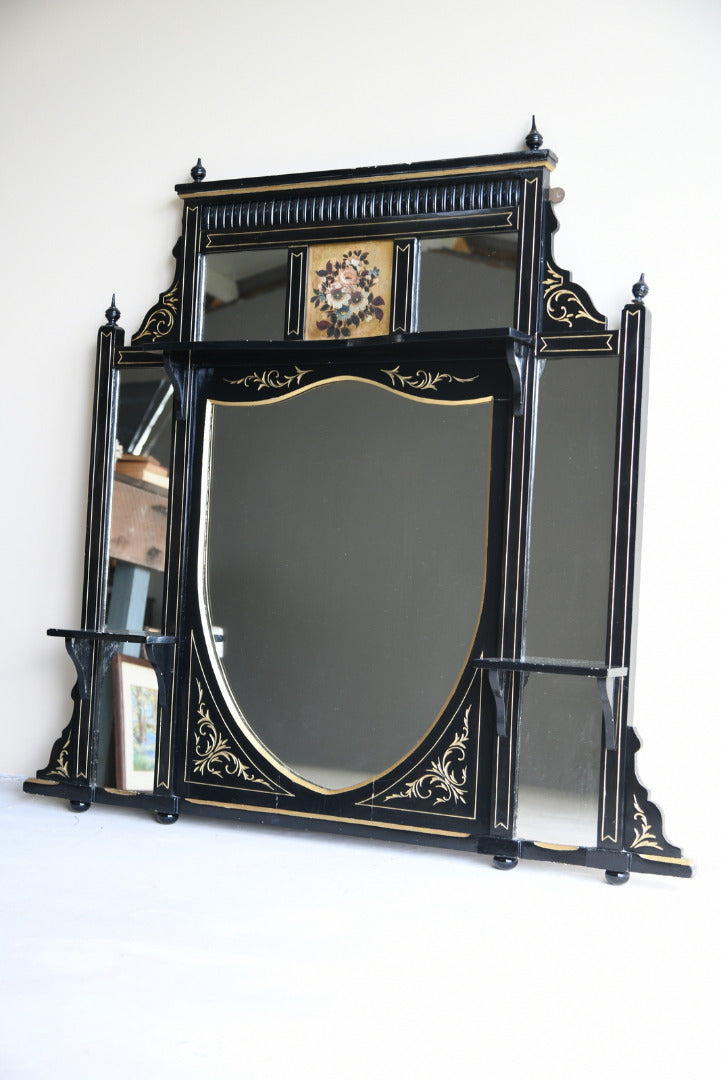 Victorian Aesthetic Movement Ebonised Over Mantle Mirror