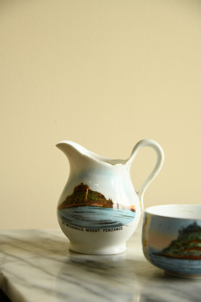 Cornish Souvenir China - A present from St Michaels Mount Jug Sugar Bowl