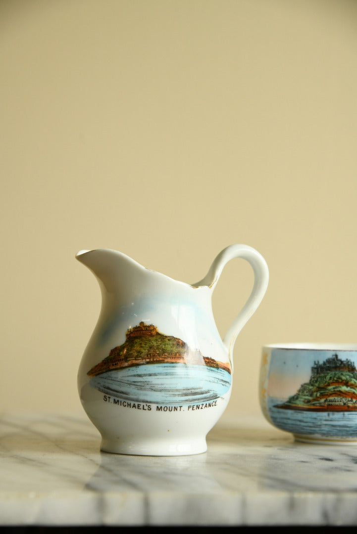 Cornish Souvenir China - A present from St Michaels Mount Jug Sugar Bowl