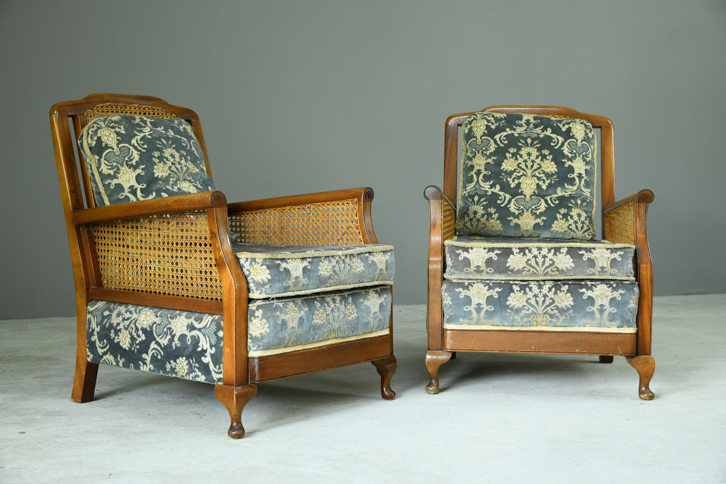 Pair Bergere Cane Armchairs