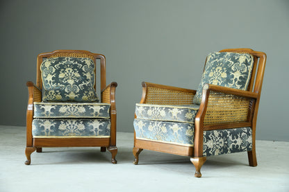 Pair Bergere Cane Armchairs